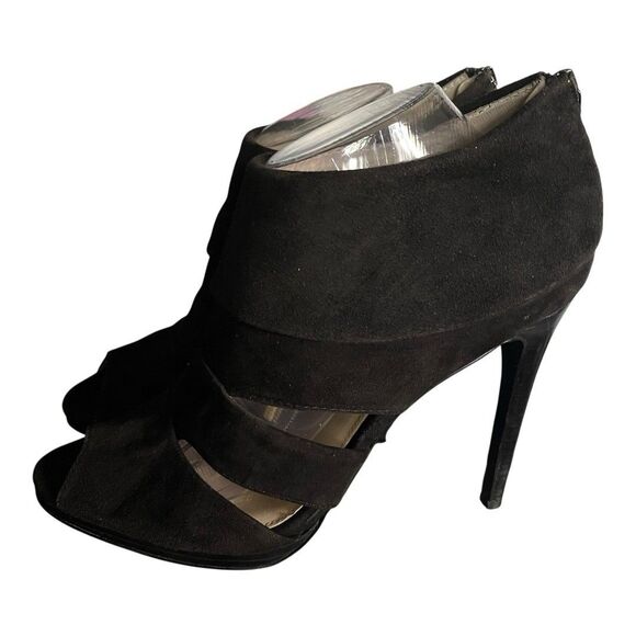Calvin Klein Patrish Black Italian Leather (suede) Caged Heels Pumps Size 8.5 - Picture 1 of 11